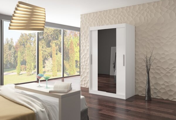 ADRK Šatní zrcadlová skříň posuvná SANTOS W 120, bílá