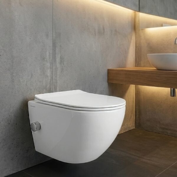 Hydroland Závěsná WC mísa s funkcí bidetu a SoftClose sedátkem Karat, bílá