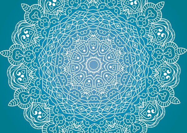 Tapeta meditační Mandala na modrém pozadí