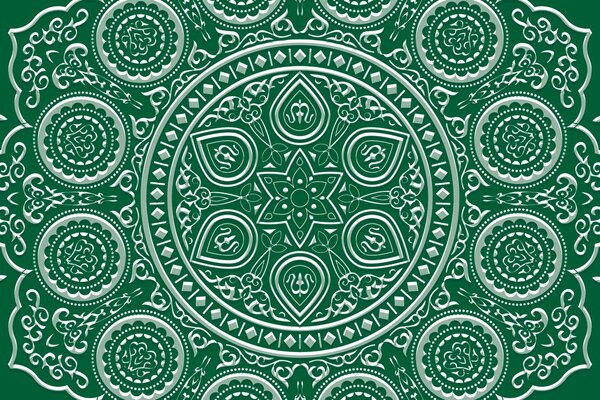 Tapeta jemná etnická Mandala v zeleném provedení