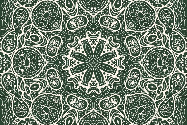 Tapeta bílá Mandala na zeleném pozadí