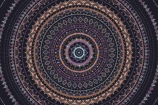 Tapeta Mandala se vzorem slunce ve fialových odstínech