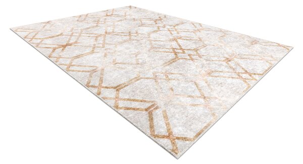 Makro Abra Kusový koberec pratelný MIRO 51805.804 Geometrický protiskluzový krémový žlutý Rozměr: 80x150 cm