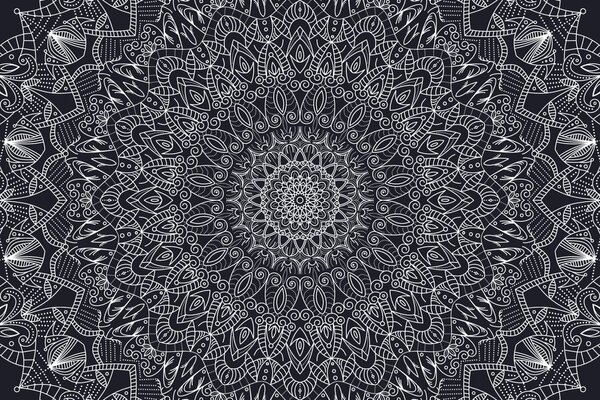 Tapeta detailní ozdobná Mandala v černobílém