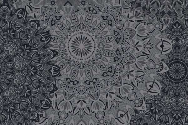 Tapeta stylová Mandala v černobílém provedení