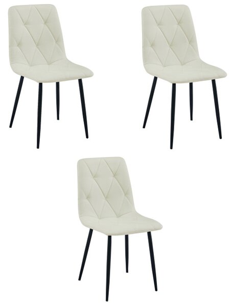 Set tří jídelních židlí LIBRA béžové / černé nohy (3 ks)