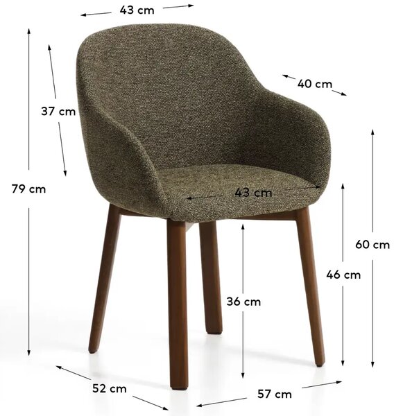 --25 % Dny MOMENTI– Zelená jídelní židle Kave Home Melia s ořechovou podnoží a područkami