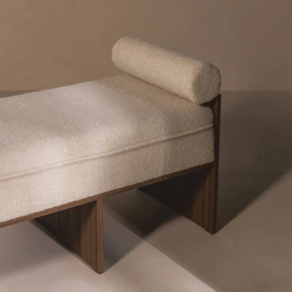 NovaNook Světle béžová bouclé lavice Foppo 150 cm