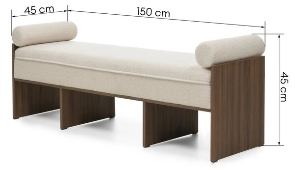 NovaNook Světle béžová bouclé lavice Foppo 150 cm