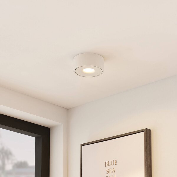 Arcchio LED stropní svítidlo Rotari, bílé, kov, Ø 12 cm, stmívatelný, Bílá / opál, Chodba, Hliník, Moderní