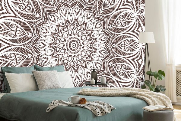 Tapeta Mandala harmonie na hnědém pozadí