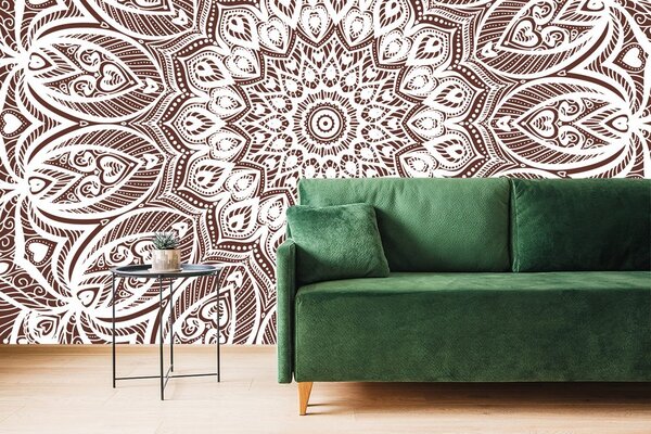 Tapeta Mandala harmonie na hnědém pozadí