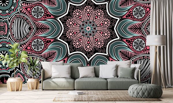 Tapeta indická Mandala s květinovým vzorem