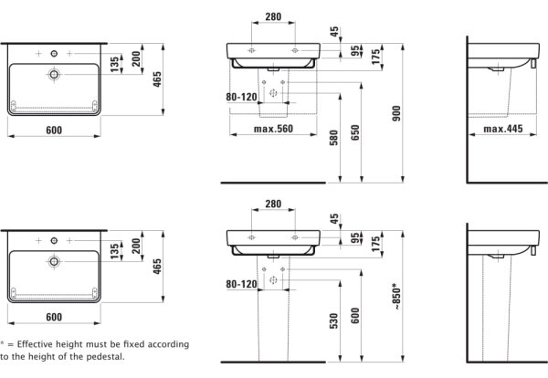 LAUFEN H8109630001091 - Umyvadlo na desku/závěsné PRO 60x46,5 cm keramika/bílá