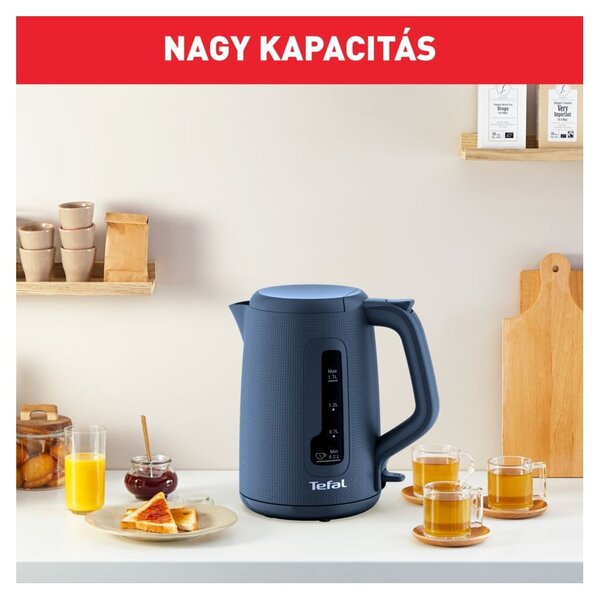 Tmavě modrá plastová rychlovarná konvice 1,7 l KO2M0410 – Tefal