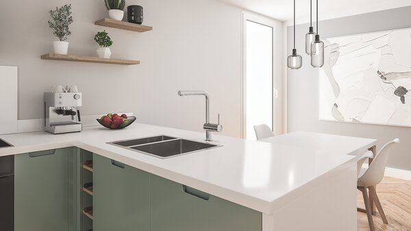 GROHE K700U - Nerezový kuchyňský dřez, kartáčovaná nerezová ocel 31576SD1