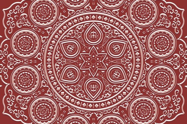Tapeta jemná etnická Mandala v bordovém provedení