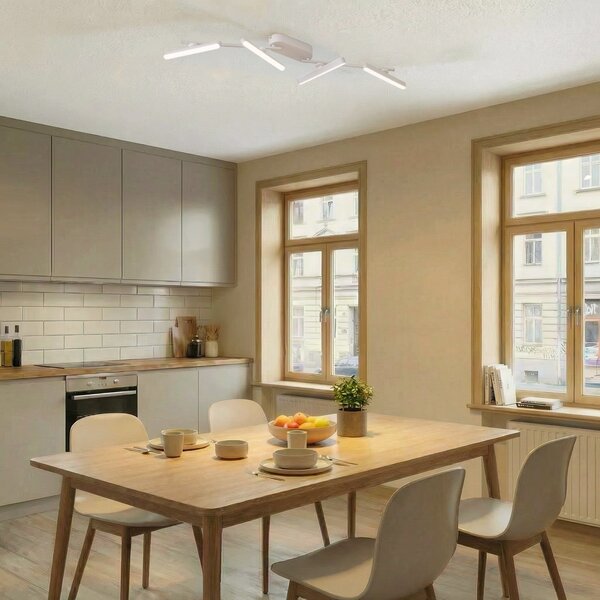 Stropní Lampa Lindby, Eldrin, stmívatelné, Bílá, Obývací pokoj, Kov, Moderní