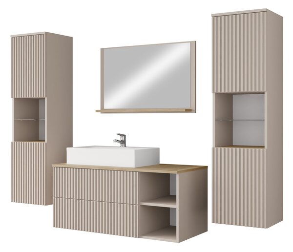 Koupelnová sestava Kiegi Ryfel III, Barva: ořech teplý / ořech teplý + mramor bílý, Sifon k umyvadlu: ano, Umyvadlo: ne 5903211379567