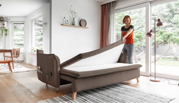 Světle hnědá rozkládací pohovka 225 cm Charming Charlie – Miuform