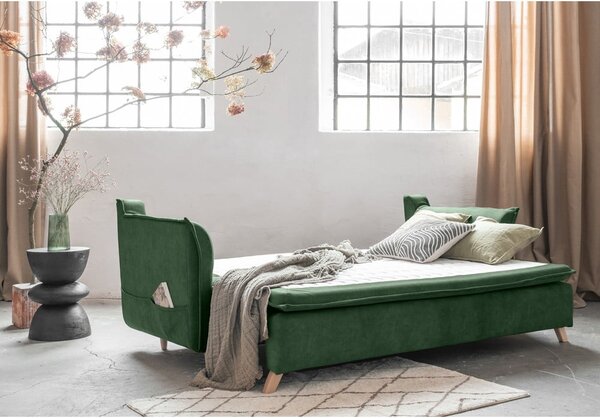 Zelená sametová rozkládací pohovka 225 cm Charming Charlie – Miuform
