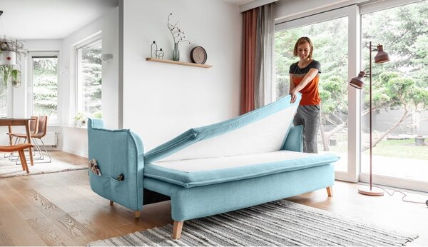 Světle modrá rozkládací pohovka 225 cm Charming Charlie – Miuform