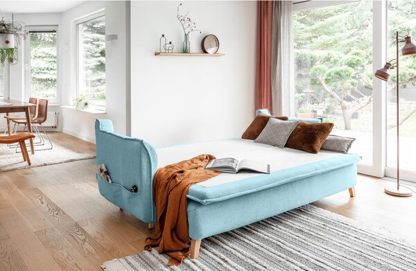Světle modrá rozkládací pohovka 225 cm Charming Charlie – Miuform