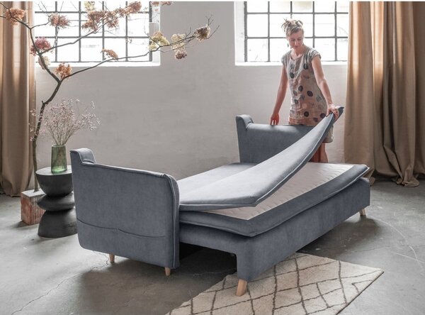 Šedá sametová rozkládací pohovka 225 cm Charming Charlie – Miuform