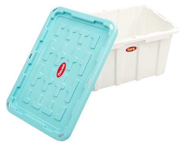 Doloni Úložný box s víkem 75x51x37 Bílý/Tyrkysový