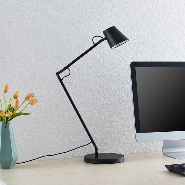 Lucande Stolní LED lampa Tarris, výška 46 cm, černá, stmívatelný, Černá, Pracovna / kancelář, kov, Moderní