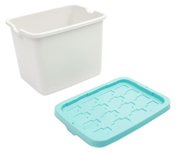 Doloni Úložný box s víkem 37x27x27 Bílý/Tyrkysový