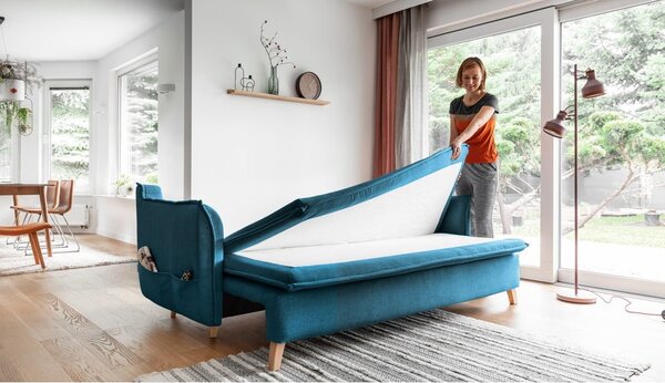 Tyrkysová rozkládací pohovka 225 cm Charming Charlie – Miuform