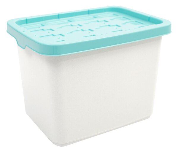 Doloni Úložný box s víkem 37x27x27 Bílý/Tyrkysový