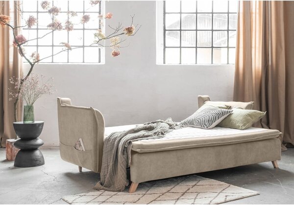 Béžová sametová rozkládací pohovka 225 cm Charming Charlie – Miuform
