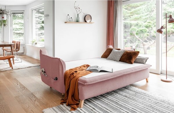 Světle růžová rozkládací pohovka 225 cm Charming Charlie – Miuform