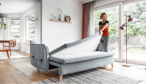 Světle šedá rozkládací pohovka 225 cm Charming Charlie – Miuform