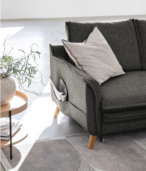 Tmavě šedá rozkládací rohová pohovka (pravý roh) Charming Charlie – Miuform