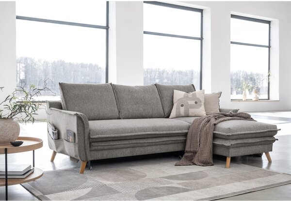 Šedá rozkládací rohová pohovka (pravý roh) Charming Charlie – Miuform