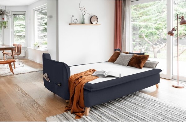 Tmavě šedá/antracitová rozkládací pohovka 225 cm Charming Charlie – Miuform