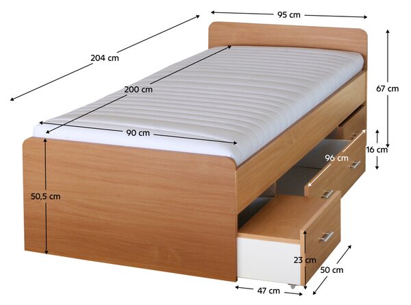 Jednolůžková postel 90 cm Dulce 80262 buk -22