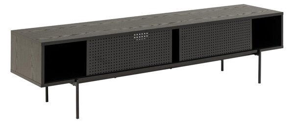 Černý TV stolek v dekoru jasanu 180x44,5 cm Angus – Actona