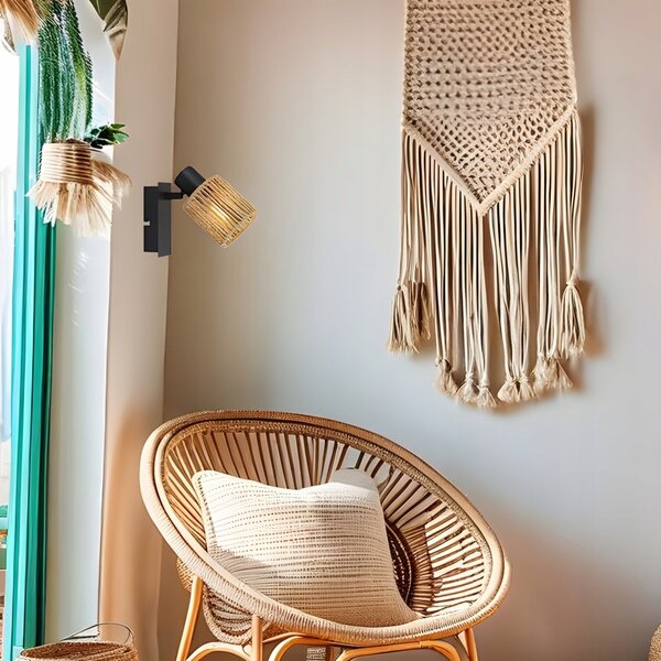 Nástěnné svítidlo TOOLIGHT BOHO LOFT APP1823-1W NATURE BLACK hnědá černá E27 60W