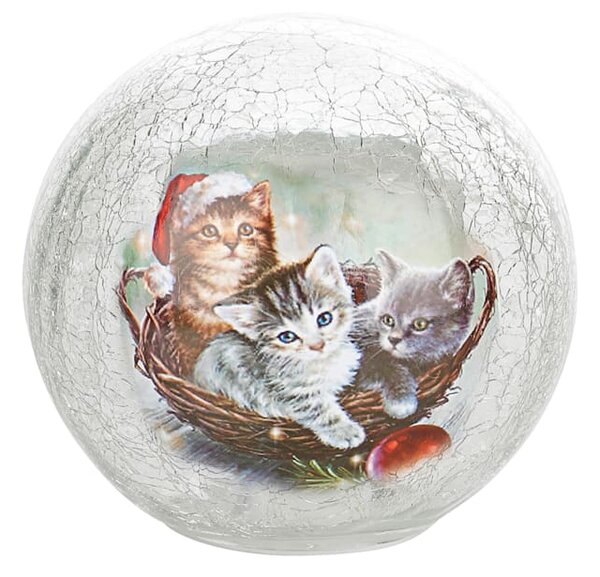 KLiNGEL Skleněná koule s LED "Kočky", multicolor