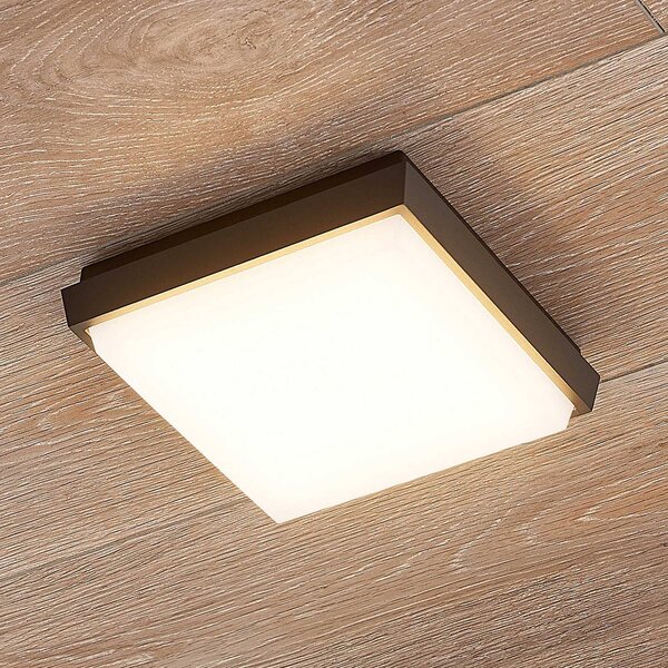 Lucande Amra LED stropní svítidlo, hranaté, 17,5cm, Hliník / šedá / zinek, Plast, Moderní, Nástěnné svítidlo