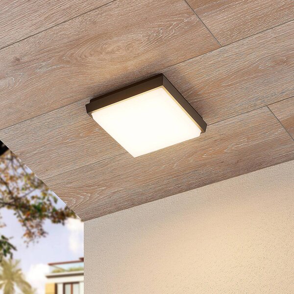 Lucande Amra LED stropní svítidlo, hranaté, 17,5cm, Hliník / šedá / zinek, Plast, Moderní, Nástěnné svítidlo