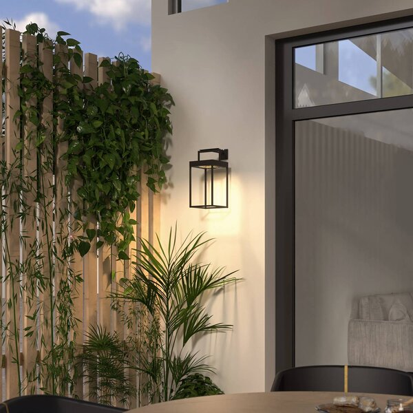 Lucande LED solární světlo Lynzy, 38 cm, černé, kov, IP65, stmívatelný, Černá, Hliník, Moderní, Lucerna