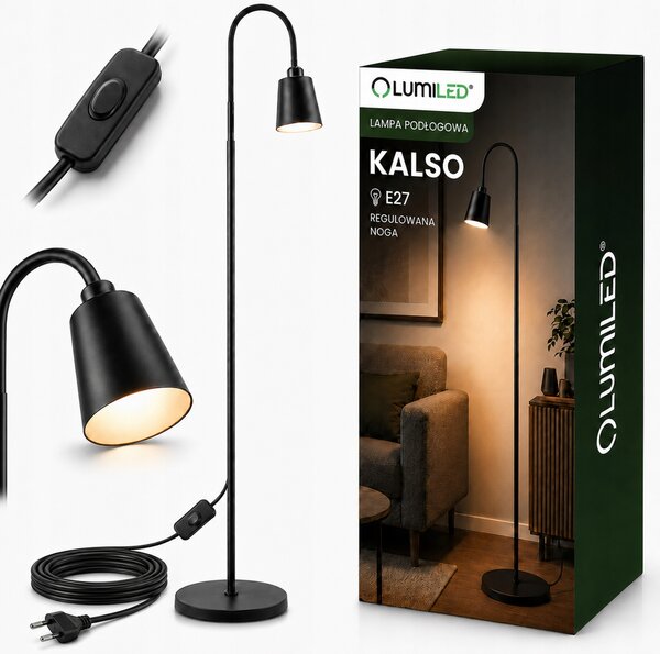Stojací lampa Lumiled Kalso E27 13 W černá