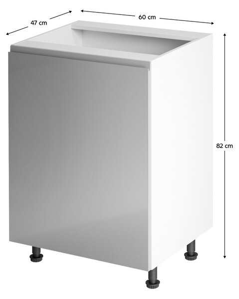 Dolní kuchyňská skříňka D601F Aurellia (bílá + lesk šedý) (L)