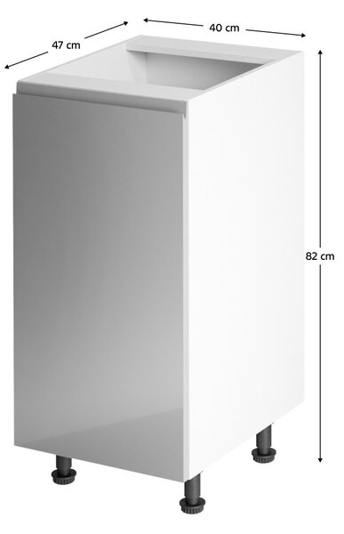 Dolní kuchyňská skříňka D40 Aurellia (bílá + lesk šedý) (L)
