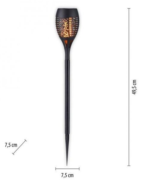 LD 19106-18-3 Solární pochodeň, svítidlo se zápichem, černá, 3ks sada s efektem plamene, 2700K - JUST LIGHT
